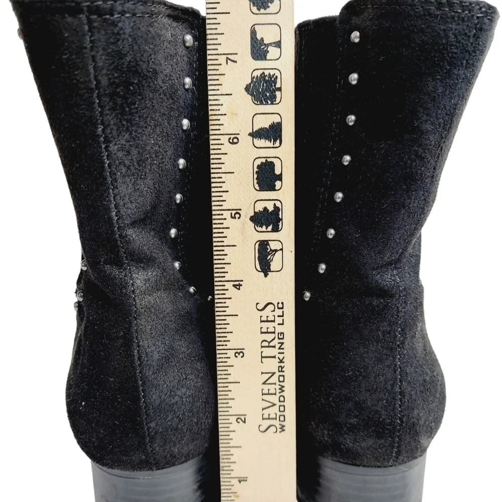 A2 By Aerosoles Date Night Studded Boots Size 8.5 Black Faux Suede Western Boot